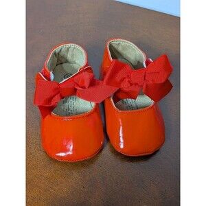 Infant Toddler Red Patent Mary Jane Shoes Size 3 Bow Christmas Shoes EUC